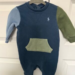 Ralph Lauren Baby Blue and Green Fleece One Piece